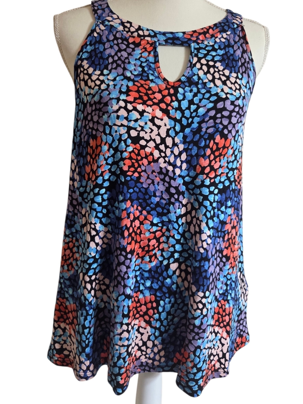 Colorful Keyhole Swing Tank Top
